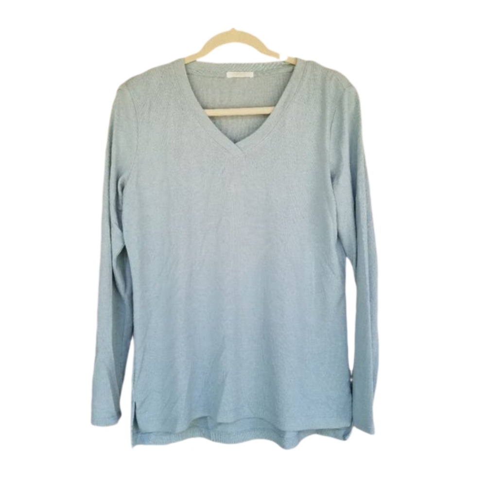 Matty M Light Blue V-Neck Sweater Cool Summer Nights Sky Blue